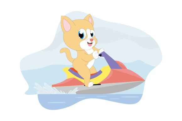 Cute Cat Cartoon Ride Speedboat Embroidery Review