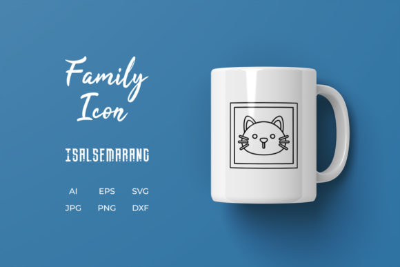 Family Icon Cat Frame Line Black Review